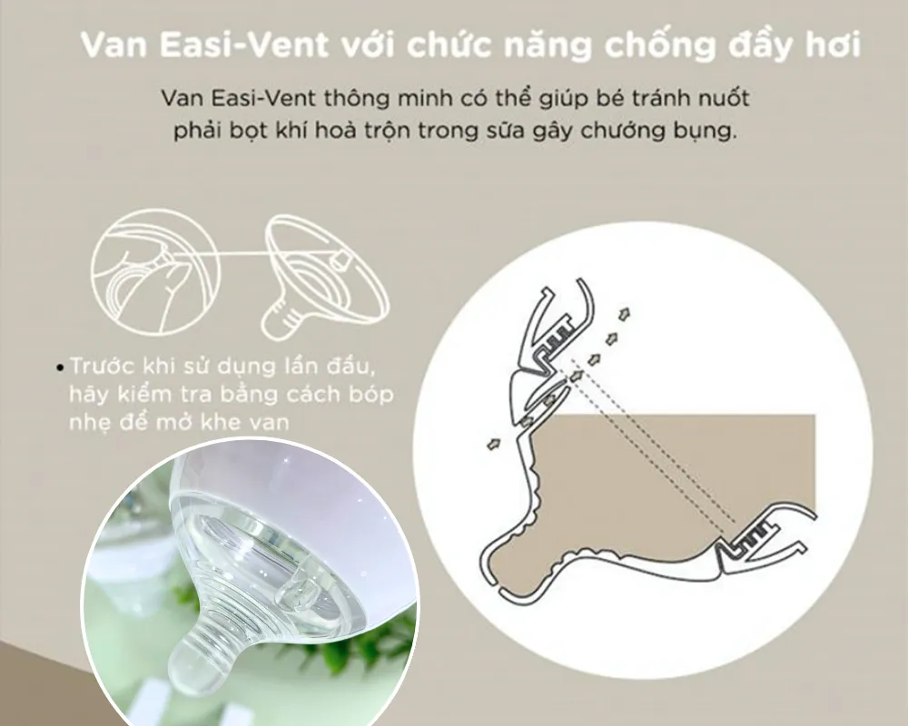 Van Easi-vent chống sặc, chống đầy hơi hiệu quả, giảm thiểu rõ rệt tình trạng sặc sữa ở bé