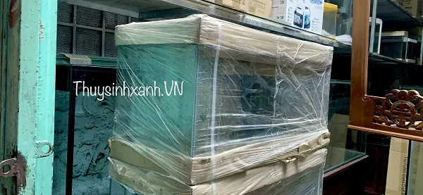 Chi tiết hồ đúc 60cm đặt trên đế nhựa màu trắng