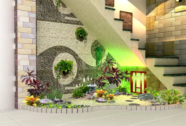 Thiết kế sinh động cho góc cầu thang, mang lại phong thủy cho gia đình