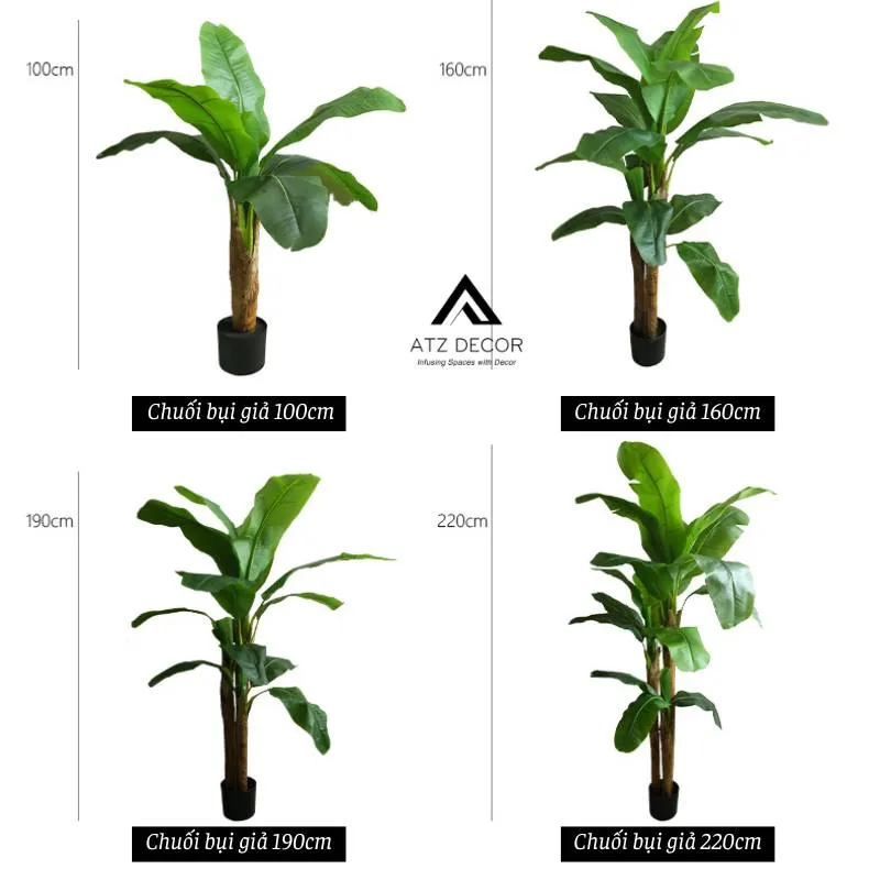 Kích thước cây chuối quê giả 160cm, phù hợp với nhiều không gian