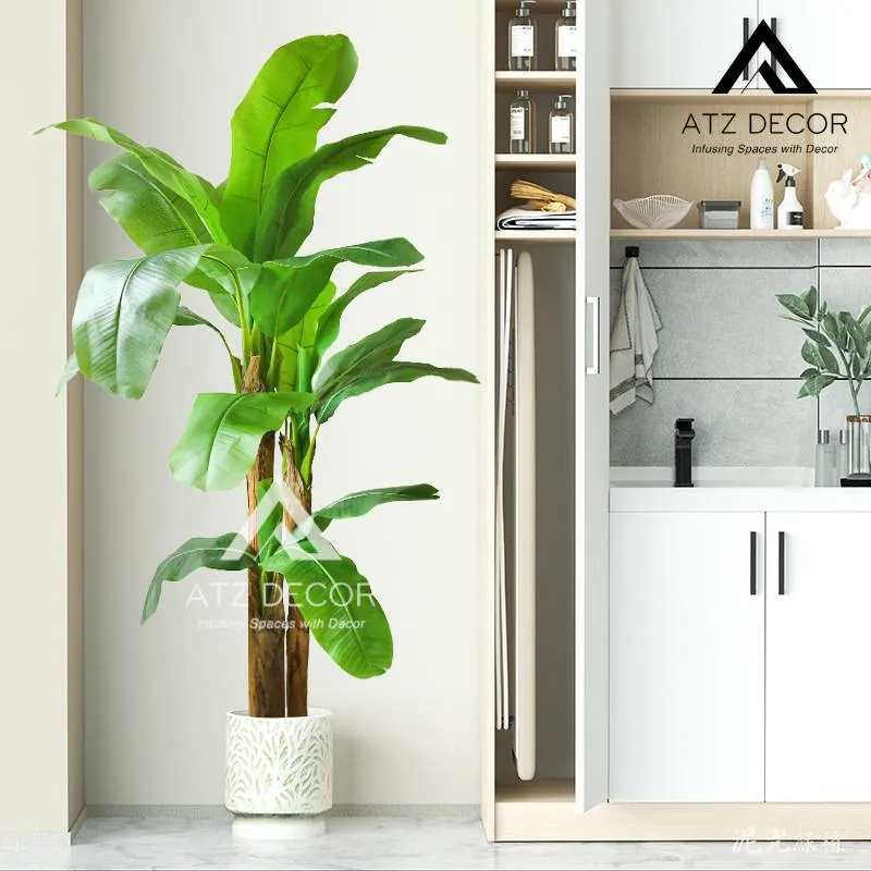 Cây chuối quê giả đặt trong không gian nhà bếp hiện đại