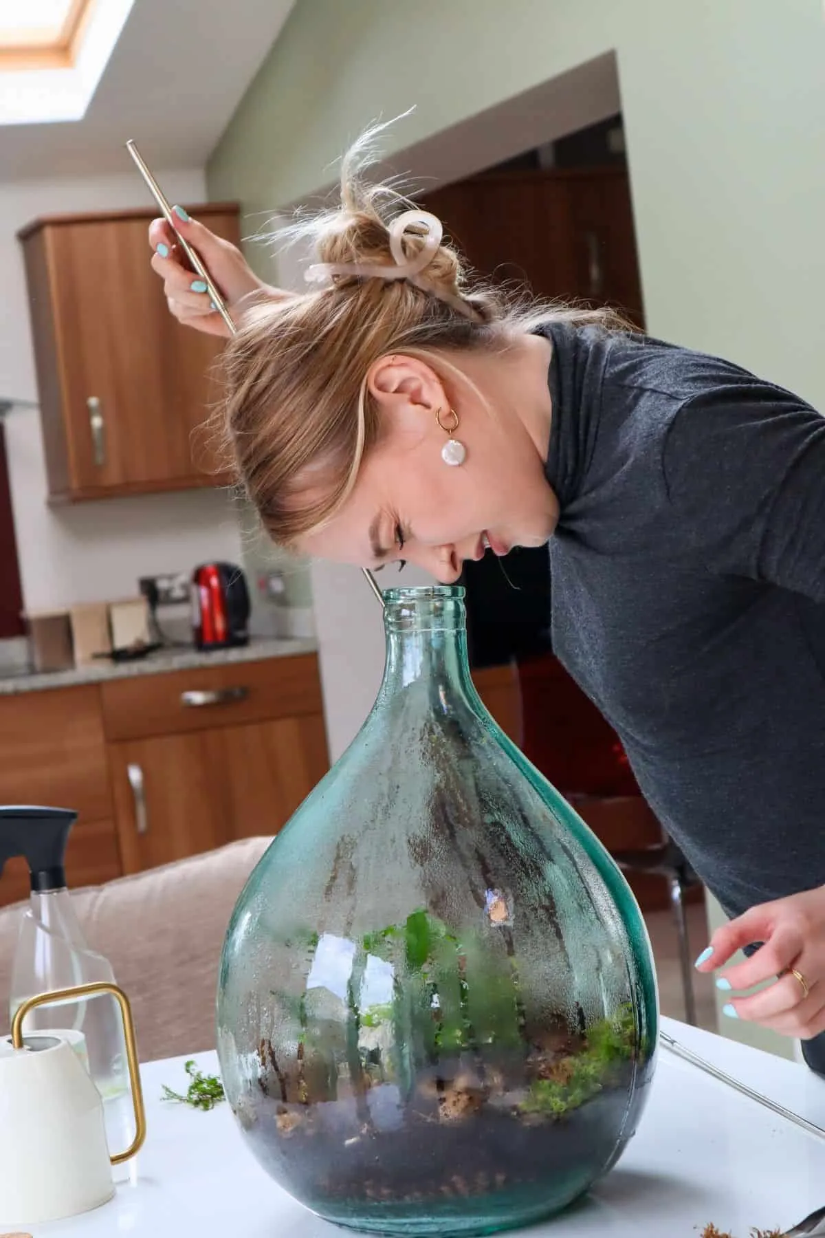 Tiểu cảnh Demijohn đang được trồng