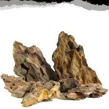 Một khối đá Tiger lớn, nổi bật với các đường vân vằn tự nhiên, thường được dùng làm điểm nhấn chính trong bố cục thủy sinh