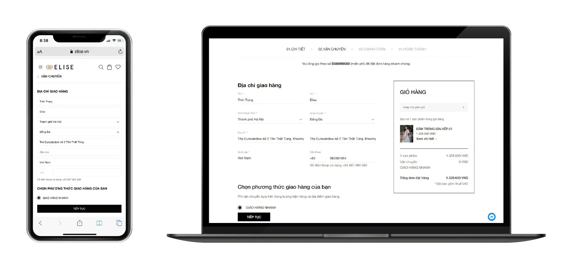 Các phương thức thanh toán được cung cấp tại Elise: VNPAY, Chuyển khoản, COD.