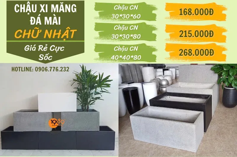 Kho chậu xi măng đá mài rẻ nhất SG