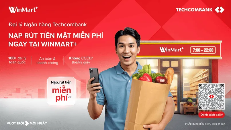 Khách hàng có thể nạp tiền mặt tại chuỗi cửa hàng WinMart+.