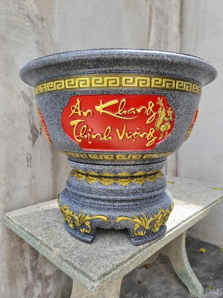 Chậu xi măng tròn 60 đôn xoay 360 độ