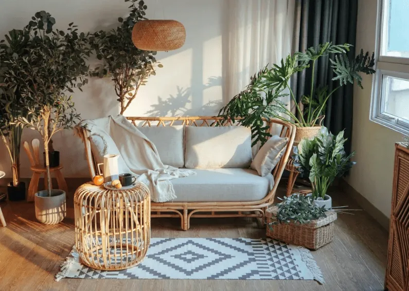 Mây được sử dụng trong nội thất